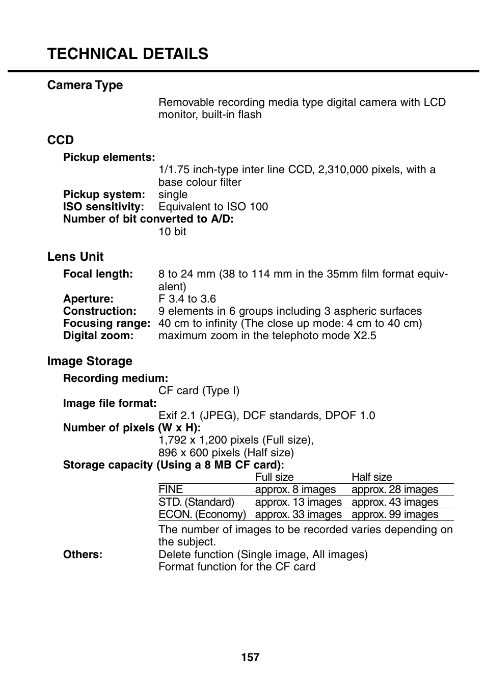 Technical details | Minolta 2330 User Manual | Page 157 / 160