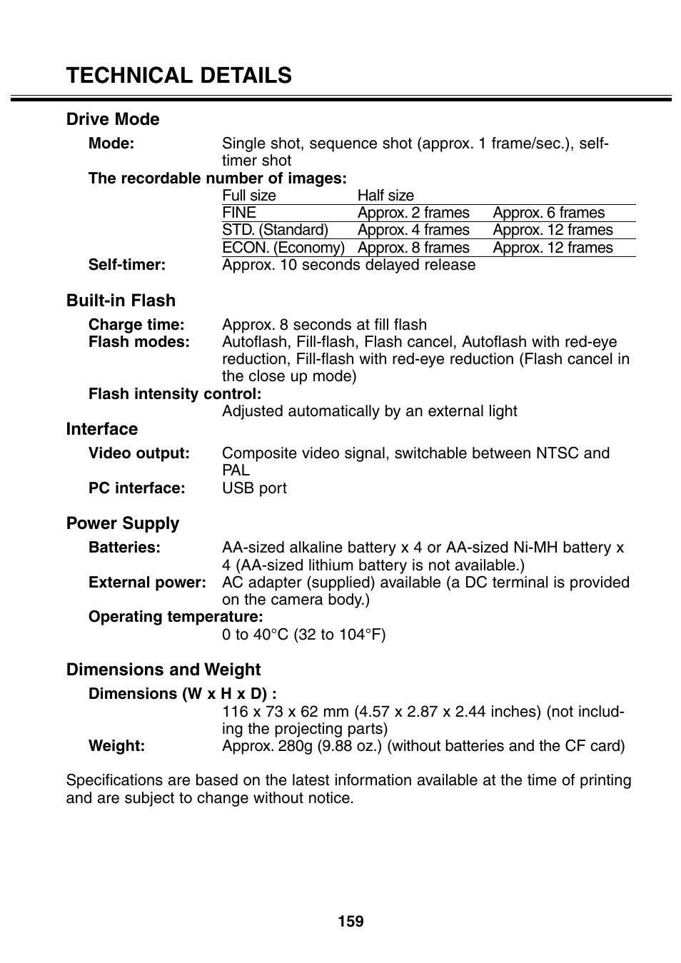 Technical details | Minolta 2330 User Manual | Page 159 / 160