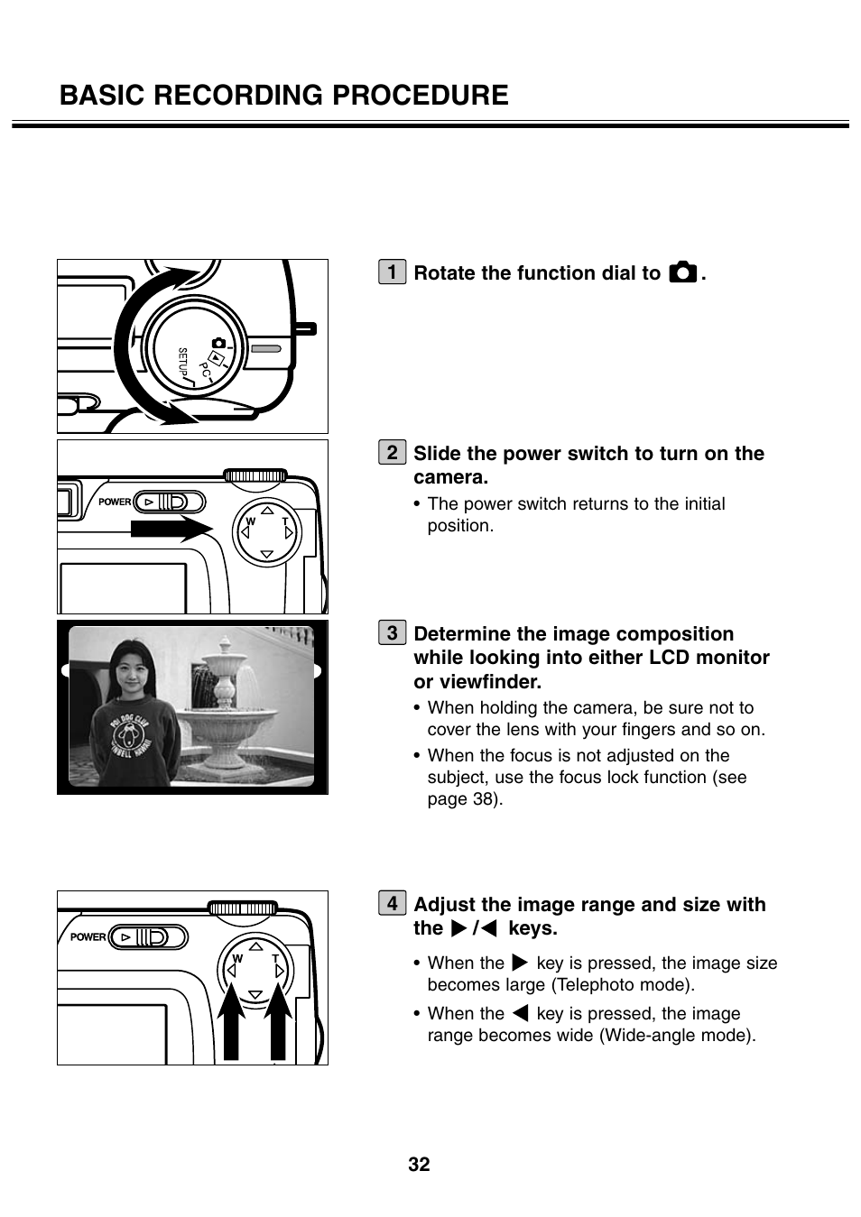 Basic recording procedure | Minolta 2330 User Manual | Page 32 / 160