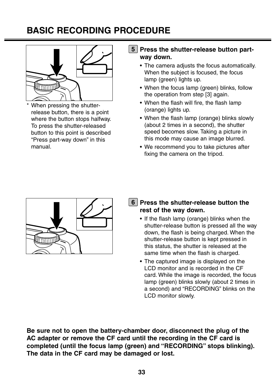 Basic recording procedure | Minolta 2330 User Manual | Page 33 / 160