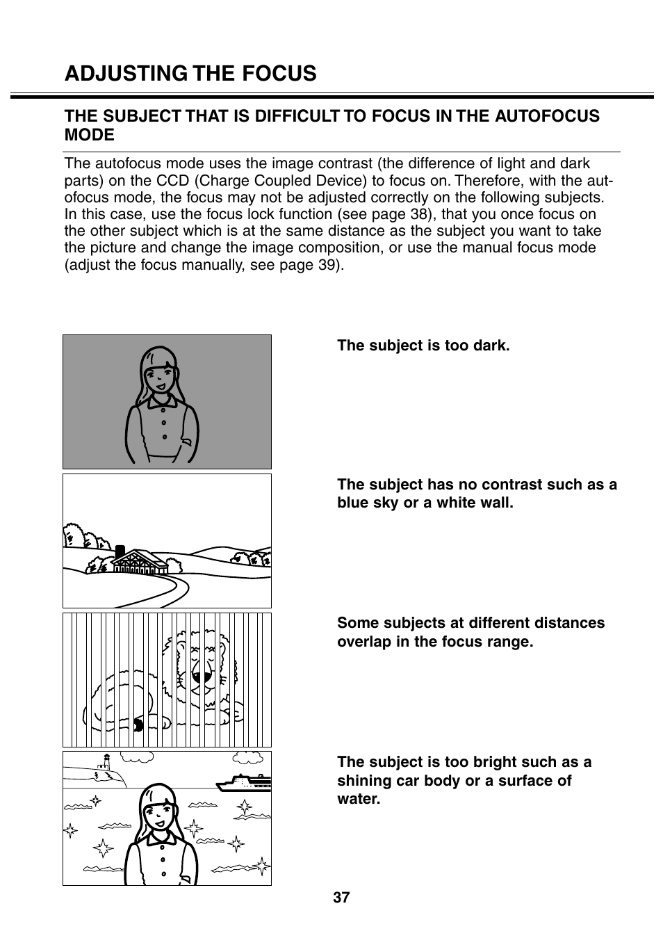 Adjusting the focus | Minolta 2330 User Manual | Page 37 / 160