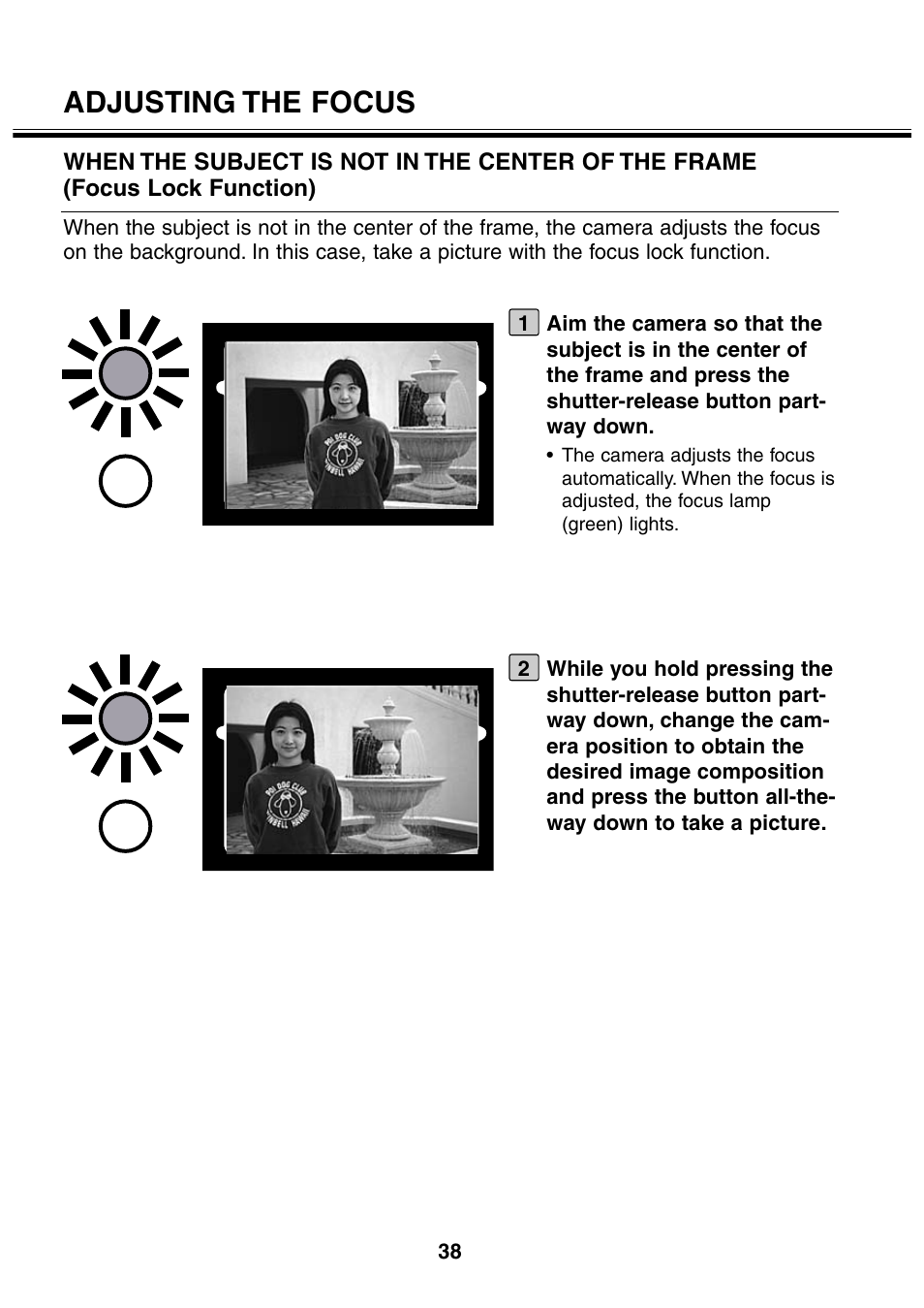 Adjusting the focus | Minolta 2330 User Manual | Page 38 / 160
