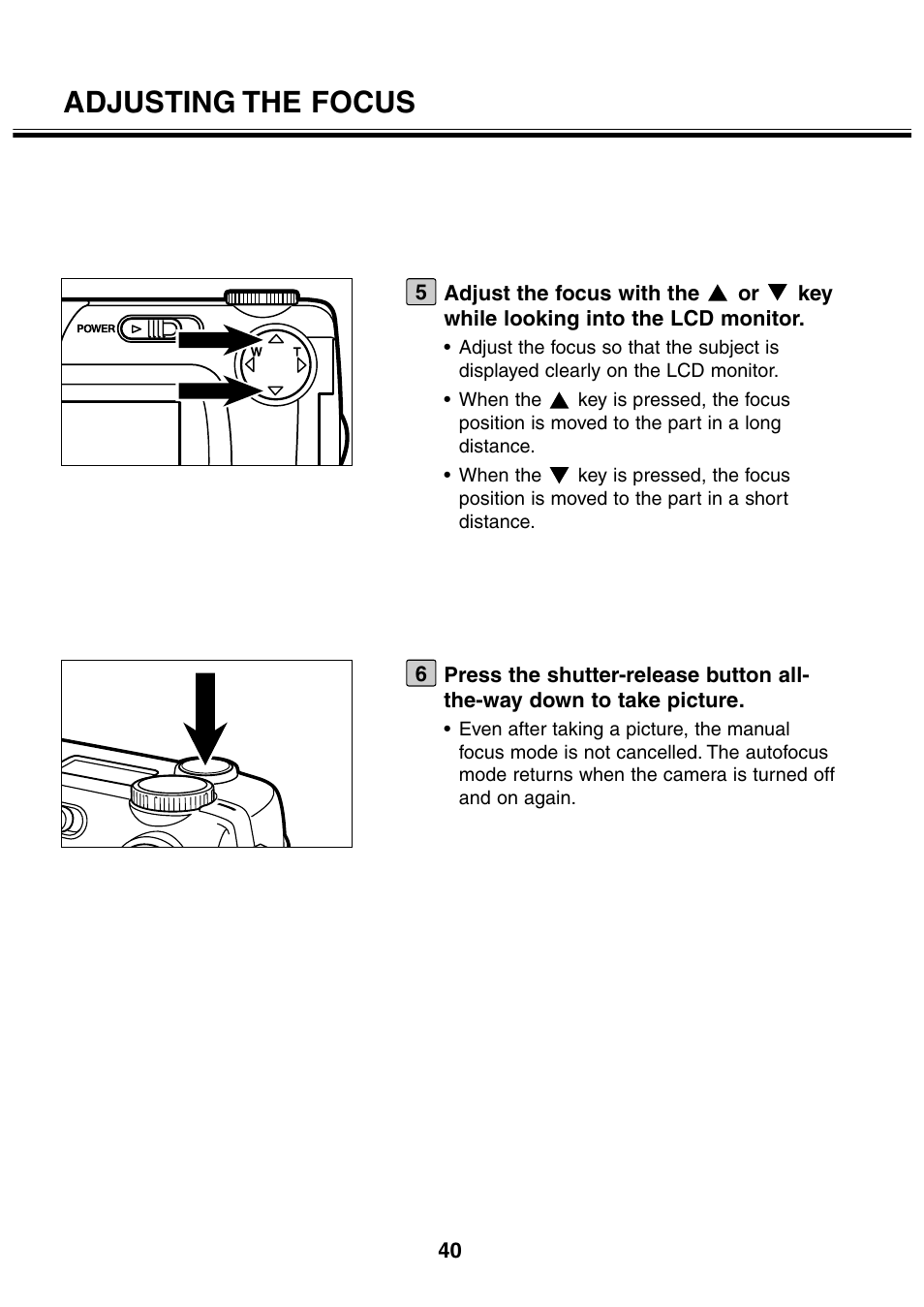 Adjusting the focus | Minolta 2330 User Manual | Page 40 / 160