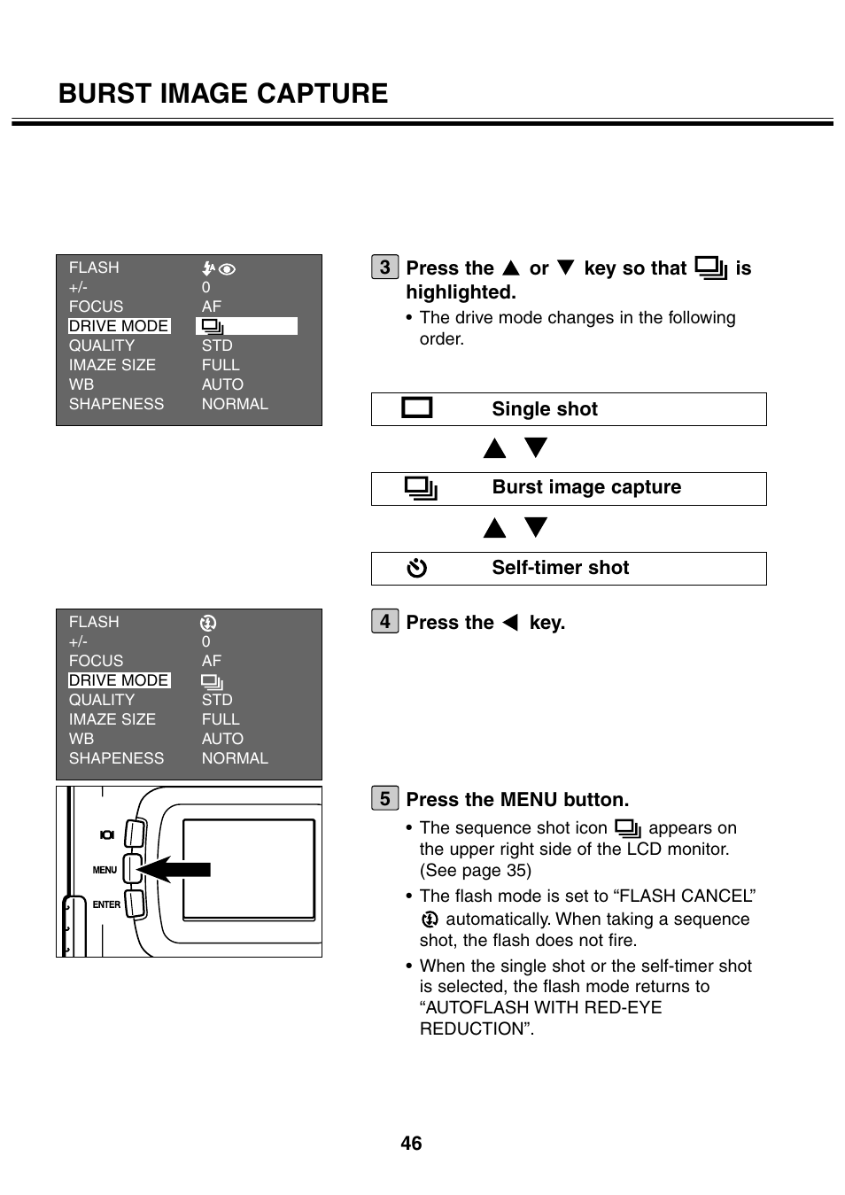 Burst image capture | Minolta 2330 User Manual | Page 46 / 160