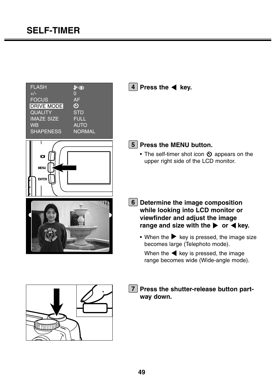 Self-timer | Minolta 2330 User Manual | Page 49 / 160