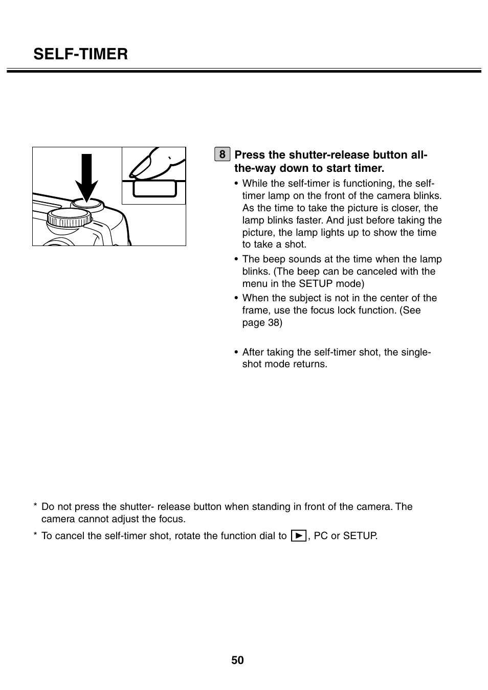 Self-timer | Minolta 2330 User Manual | Page 50 / 160