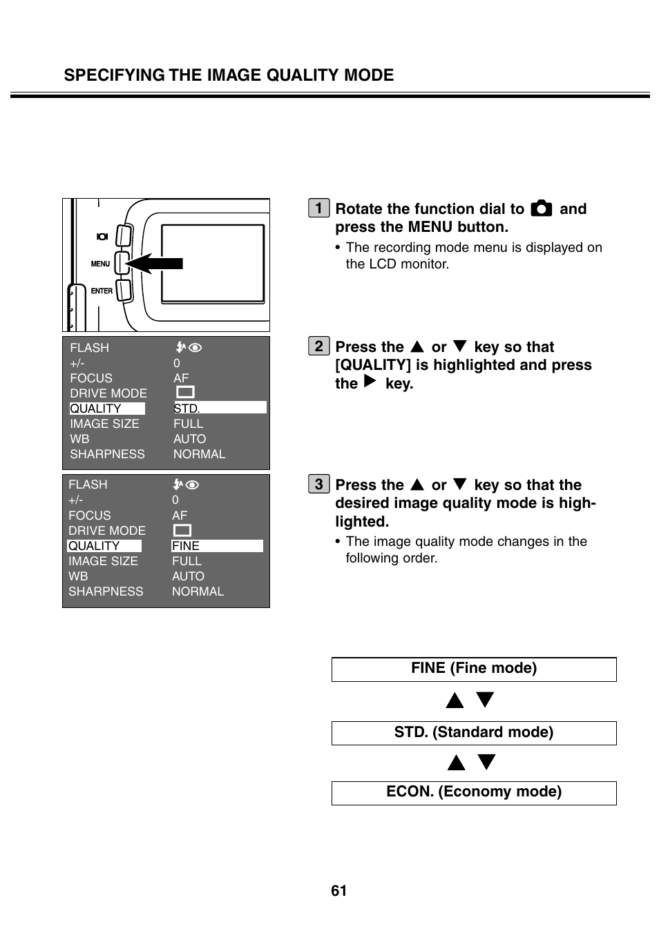 Specifying the image quality mode | Minolta 2330 User Manual | Page 61 / 160