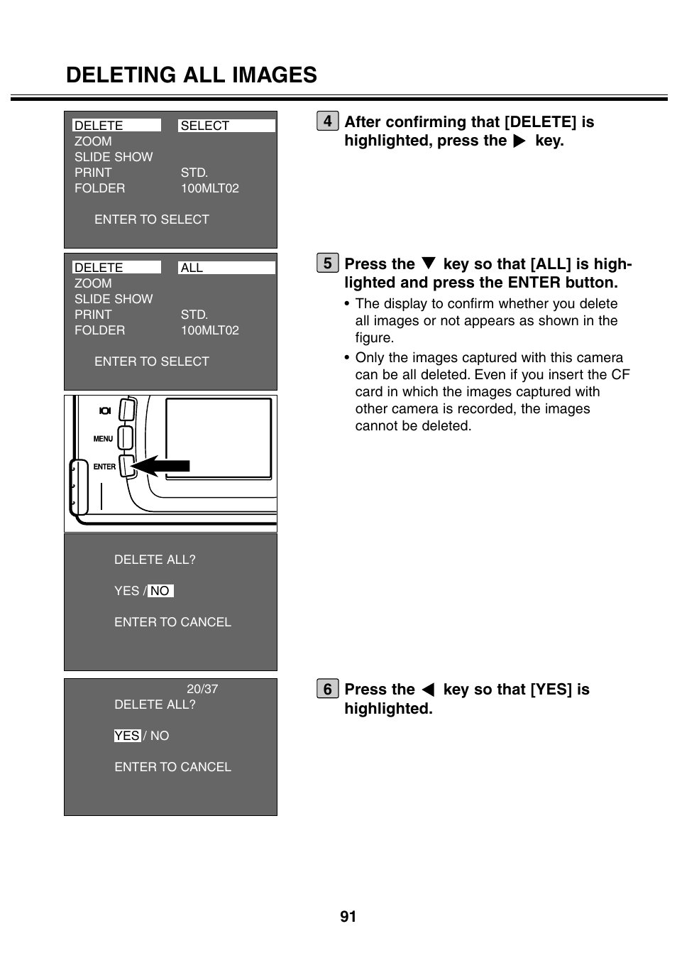 Deleting all images | Minolta 2330 User Manual | Page 91 / 160