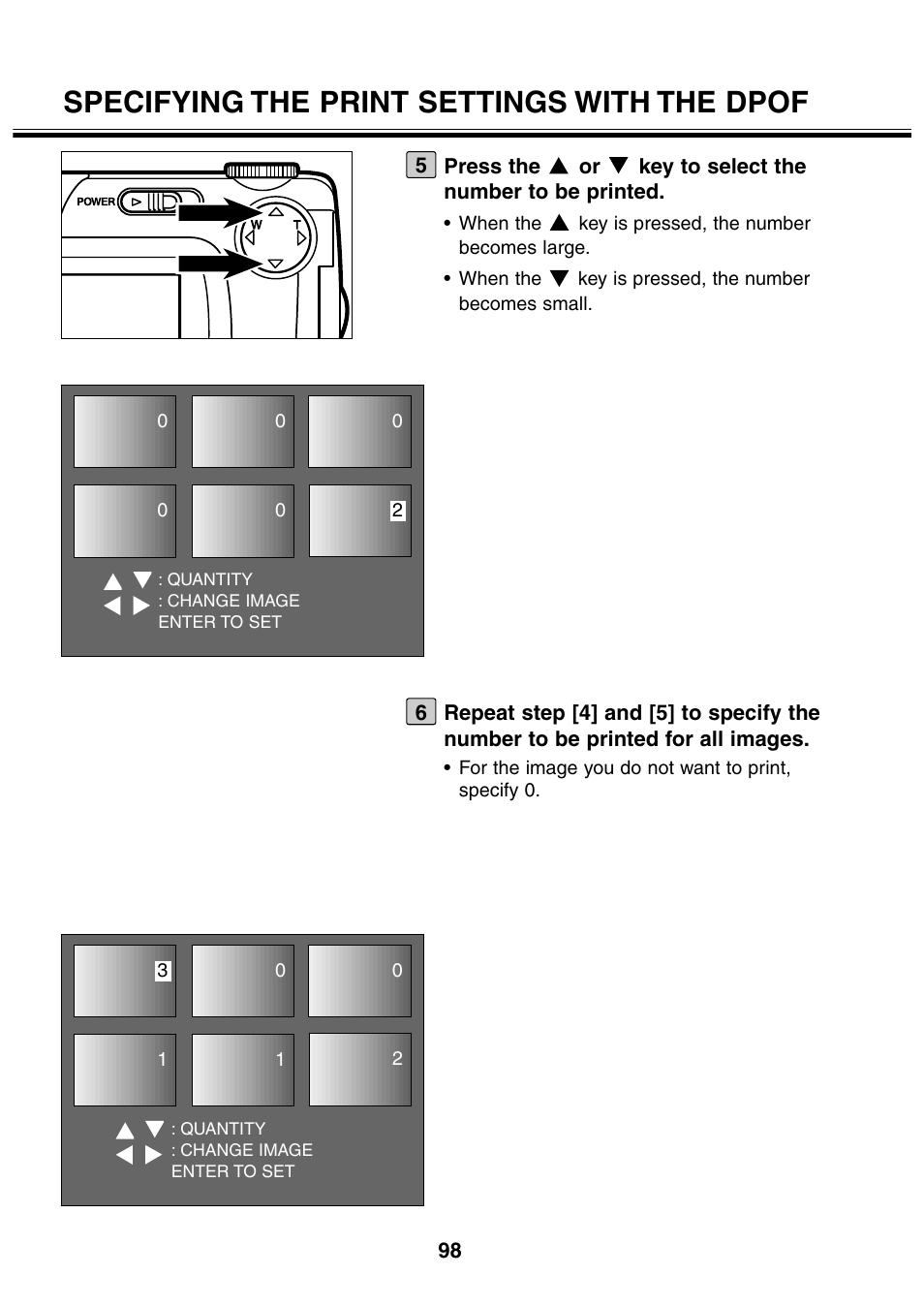 Specifying the print settings with the dpof | Minolta 2330 User Manual | Page 98 / 160