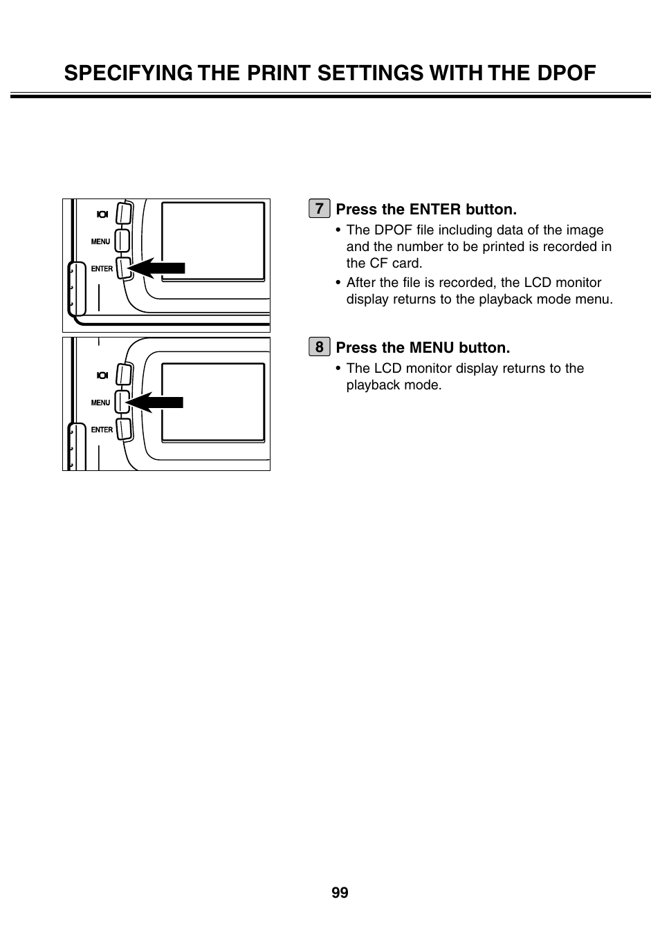 Specifying the print settings with the dpof | Minolta 2330 User Manual | Page 99 / 160