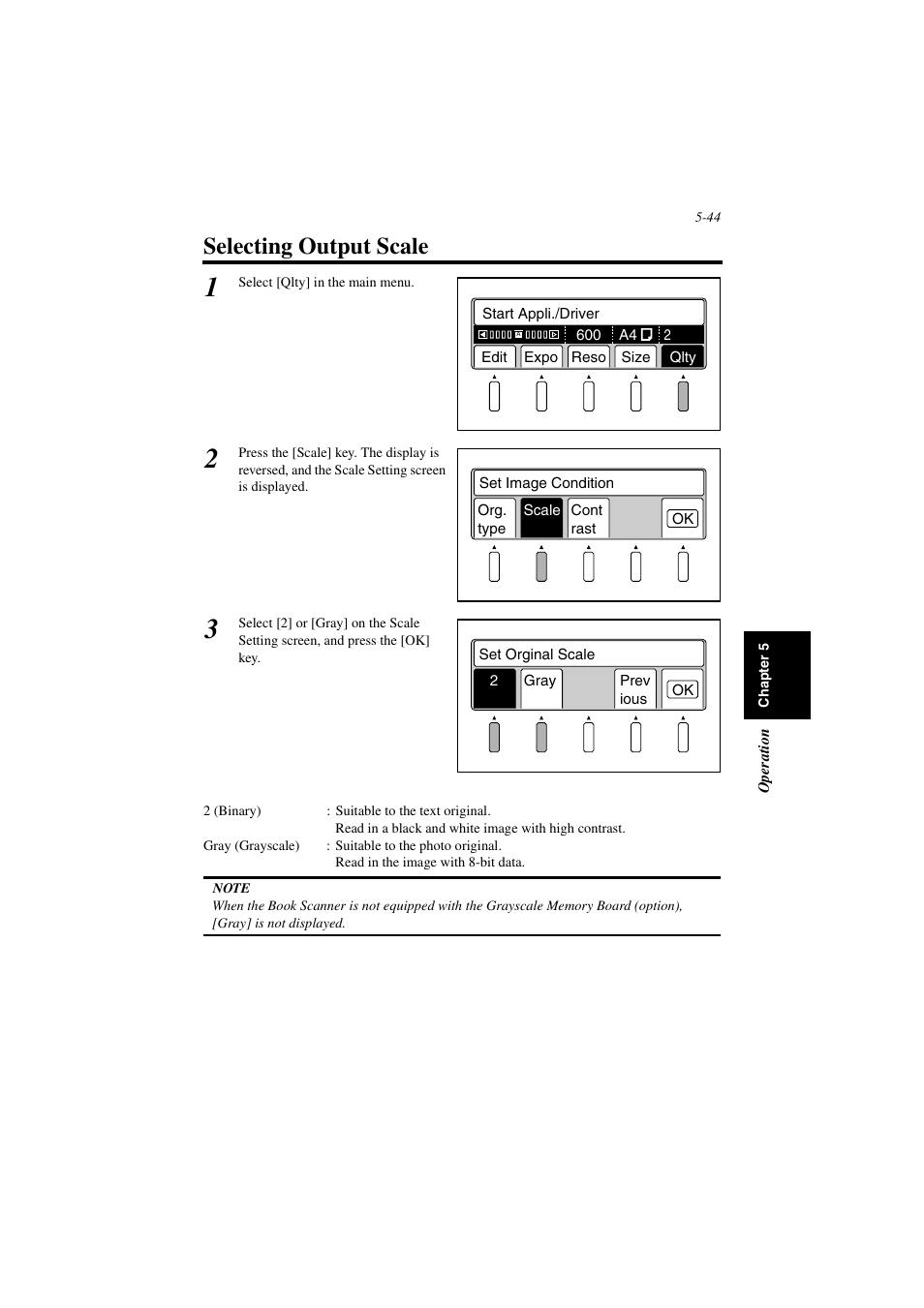 Selecting output scale, Selecting output scale -44 | Minolta PS7000 User Manual | Page 100 / 122