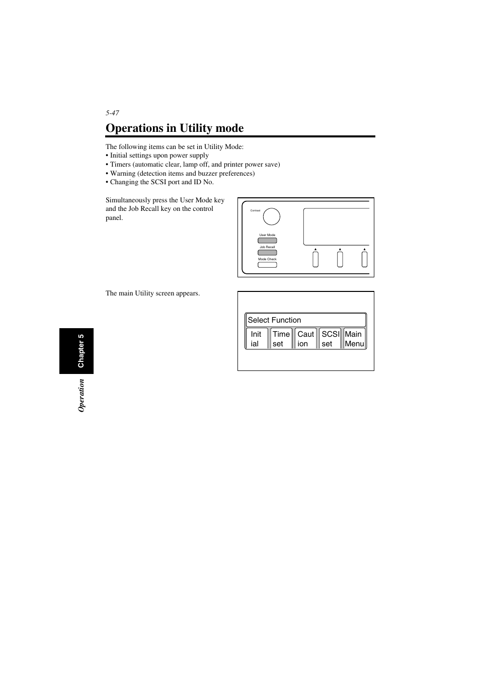 Operations in utility mode, Operations in utility mode -47 | Minolta PS7000 User Manual | Page 103 / 122