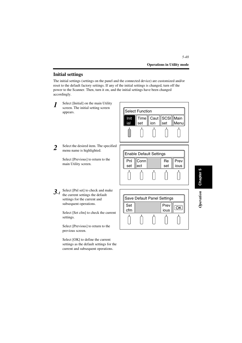 Initial settings, Initial settings -48 | Minolta PS7000 User Manual | Page 104 / 122