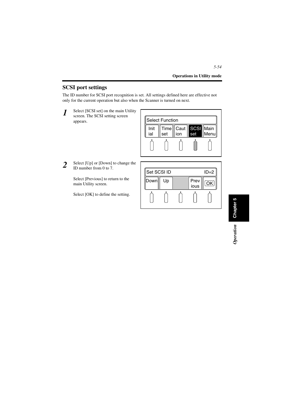 Scsi port settings, Scsi port settings -54 | Minolta PS7000 User Manual | Page 110 / 122