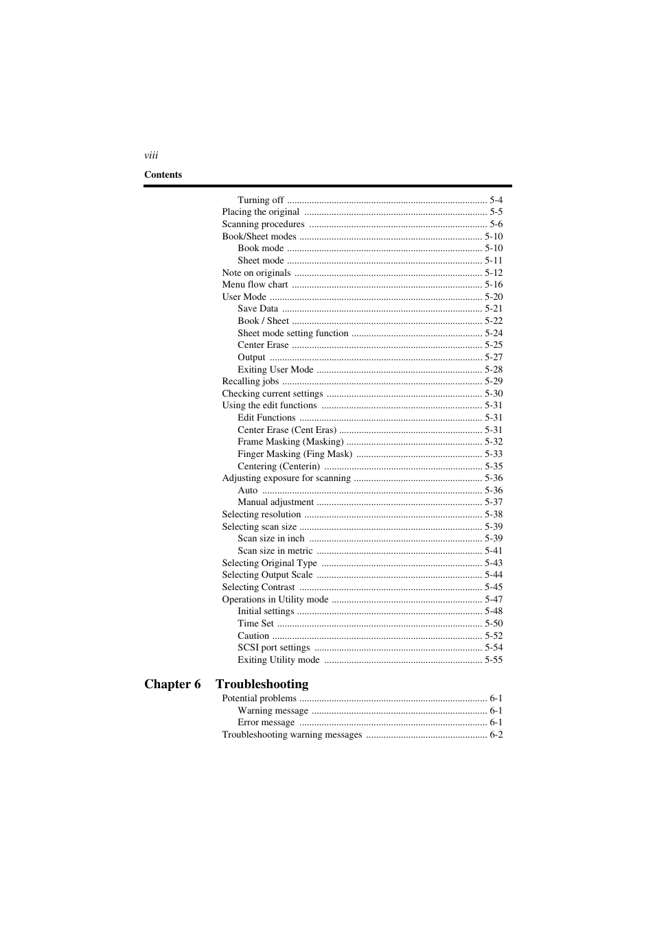 Chapter 6 troubleshooting | Minolta PS7000 User Manual | Page 15 / 122