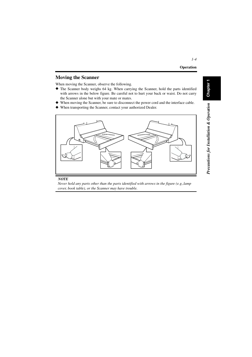 Moving the scanner, Moving the scanner -4 | Minolta PS7000 User Manual | Page 22 / 122
