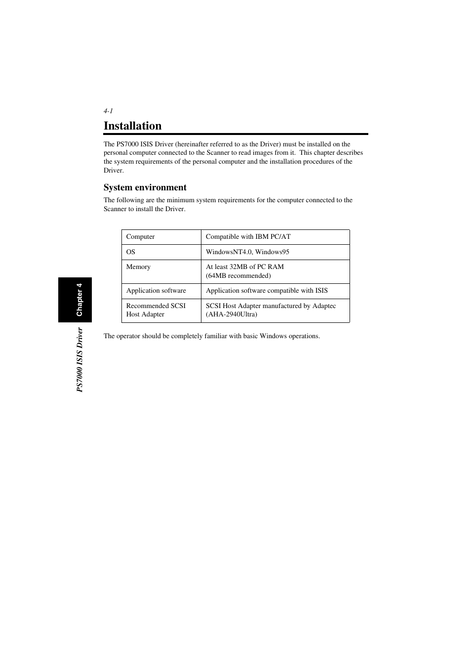 Installation, System environment, Installation -1 | System environment -1 | Minolta PS7000 User Manual | Page 47 / 122