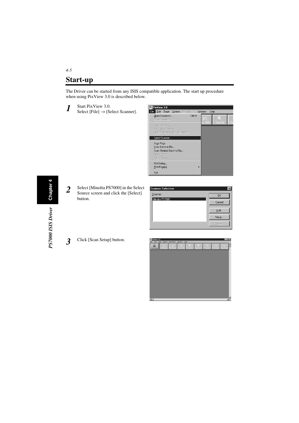 Start-up, Start-up -5 | Minolta PS7000 User Manual | Page 51 / 122