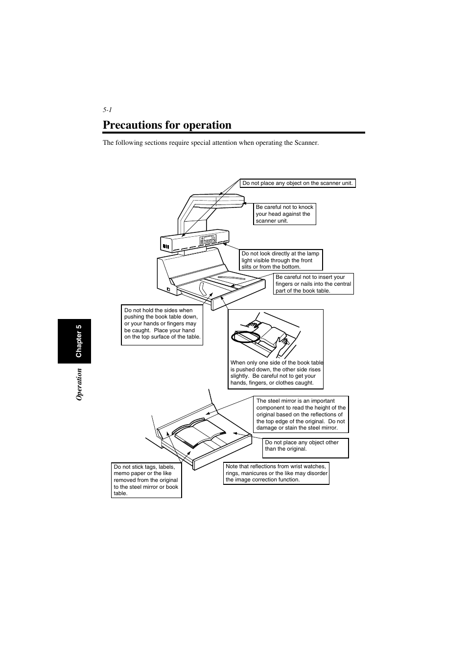 Precautions for operation, Precautions for operation -1 | Minolta PS7000 User Manual | Page 57 / 122