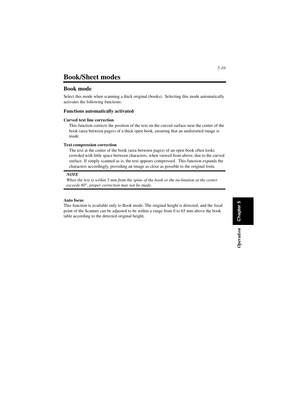 Book/sheet modes, Book mode, Book/sheet modes -10 | Book mode -10 | Minolta PS7000 User Manual | Page 66 / 122