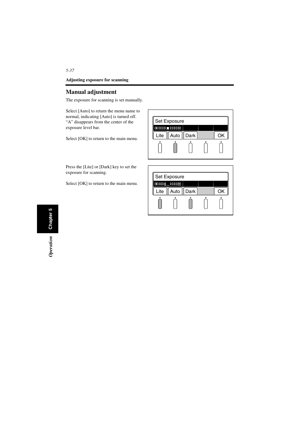 Manual adjustment, Manual adjustment -37 | Minolta PS7000 User Manual | Page 93 / 122