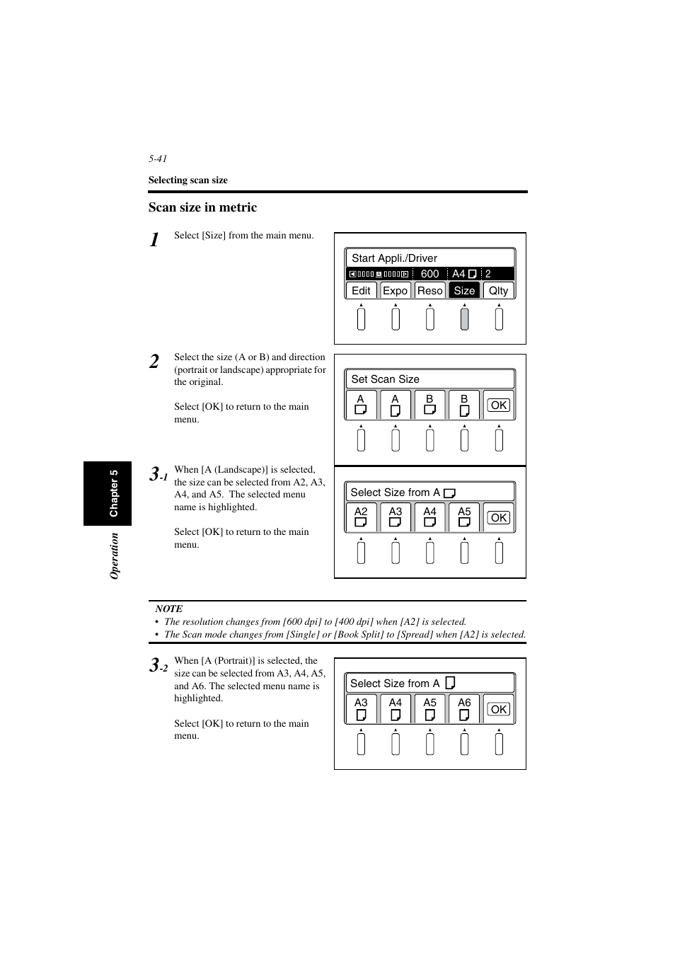 Scan size in metric, Scan size in metric -41 | Minolta PS7000 User Manual | Page 97 / 122