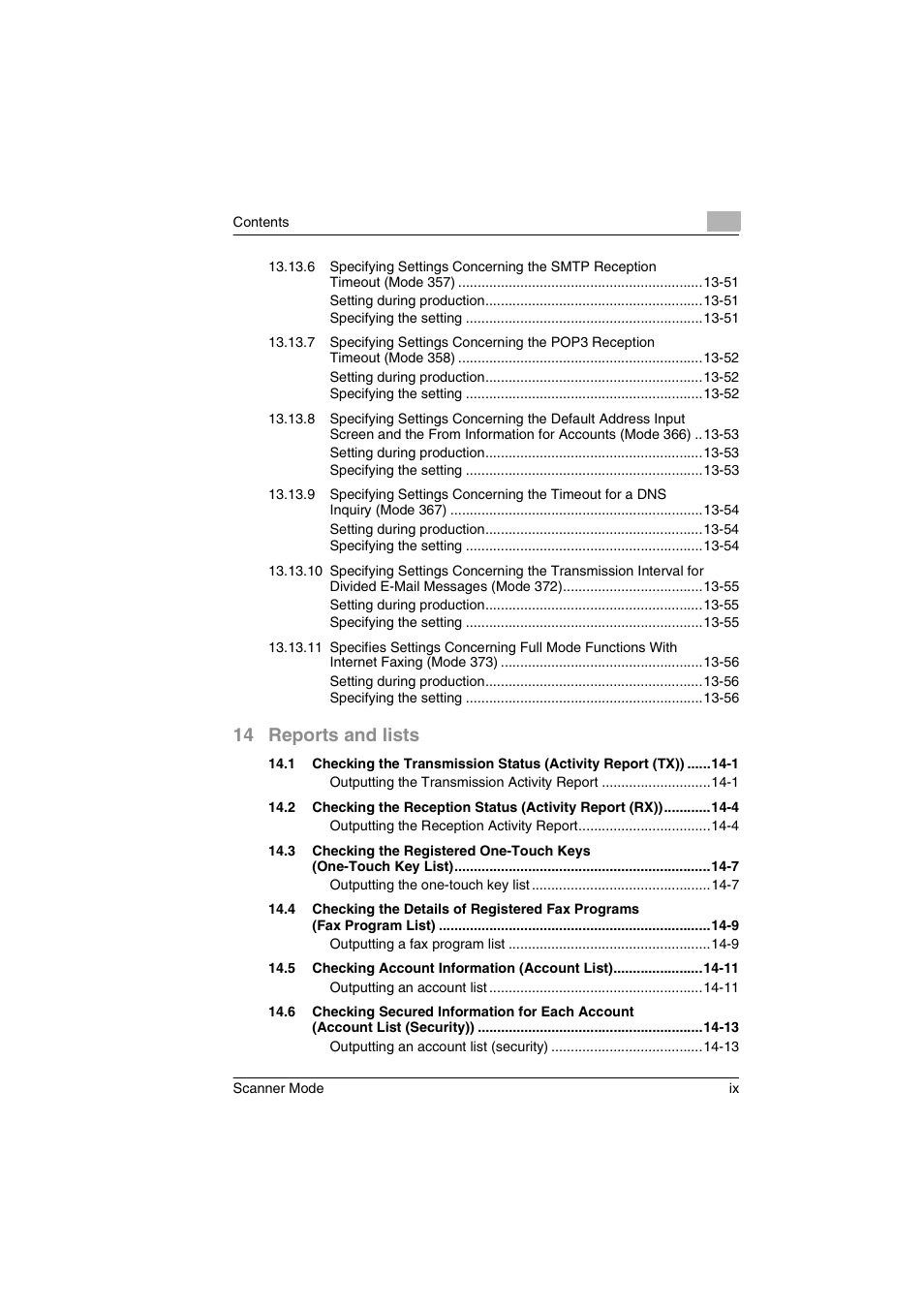 14 reports and lists | Minolta Scanner Mode User Manual | Page 10 / 314