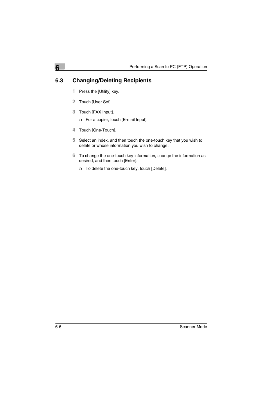 3 changing/deleting recipients, Changing/deleting recipients -6 | Minolta Scanner Mode User Manual | Page 109 / 314