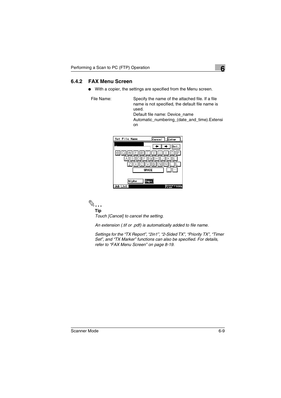 2 fax menu screen, Fax menu screen -9 | Minolta Scanner Mode User Manual | Page 112 / 314