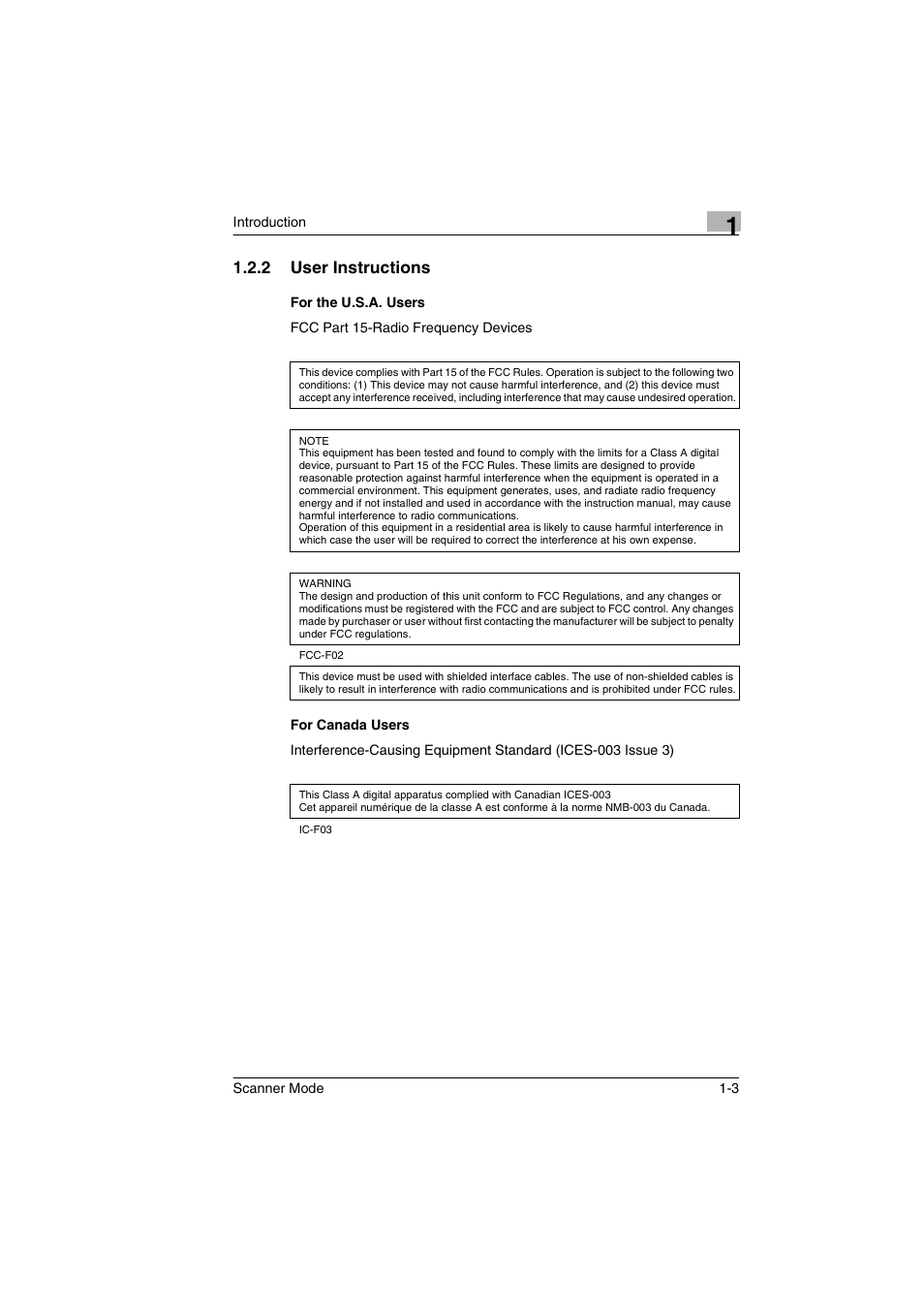 2 user instructions, For the u.s.a. users, For canada users | Minolta Scanner Mode User Manual | Page 14 / 314