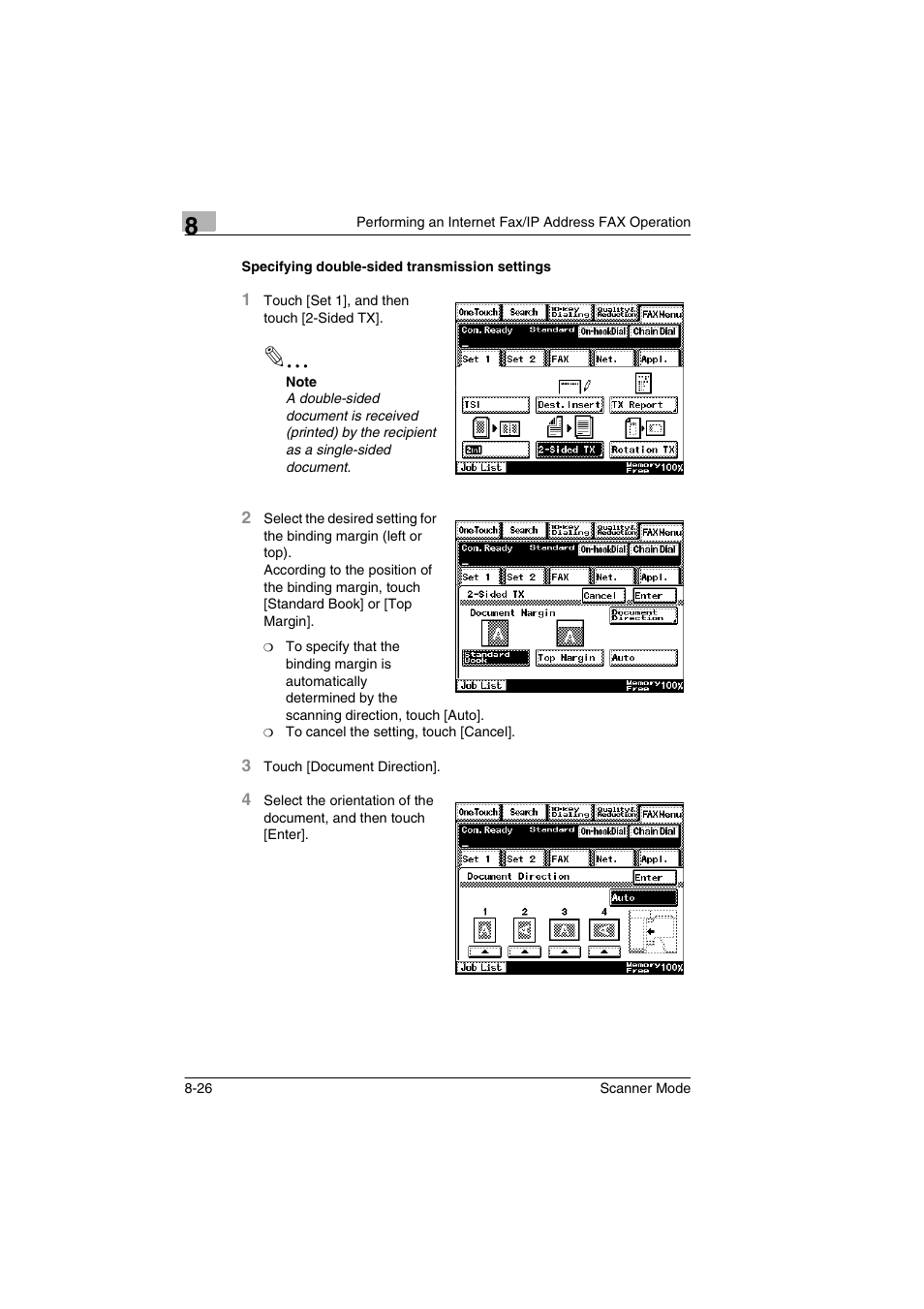 Specifying double-sided transmission settings, Specifying double-sided transmission settings -26 | Minolta Scanner Mode User Manual | Page 153 / 314