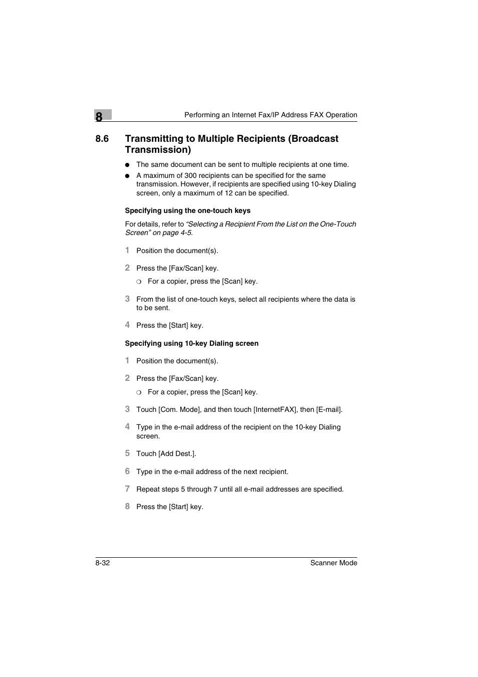 Specifying using the one-touch keys, Specifying using 10-key dialing screen | Minolta Scanner Mode User Manual | Page 159 / 314