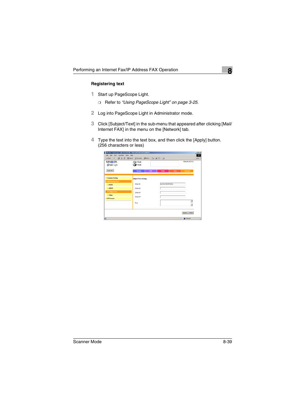 Registering text, Registering text -39 | Minolta Scanner Mode User Manual | Page 166 / 314