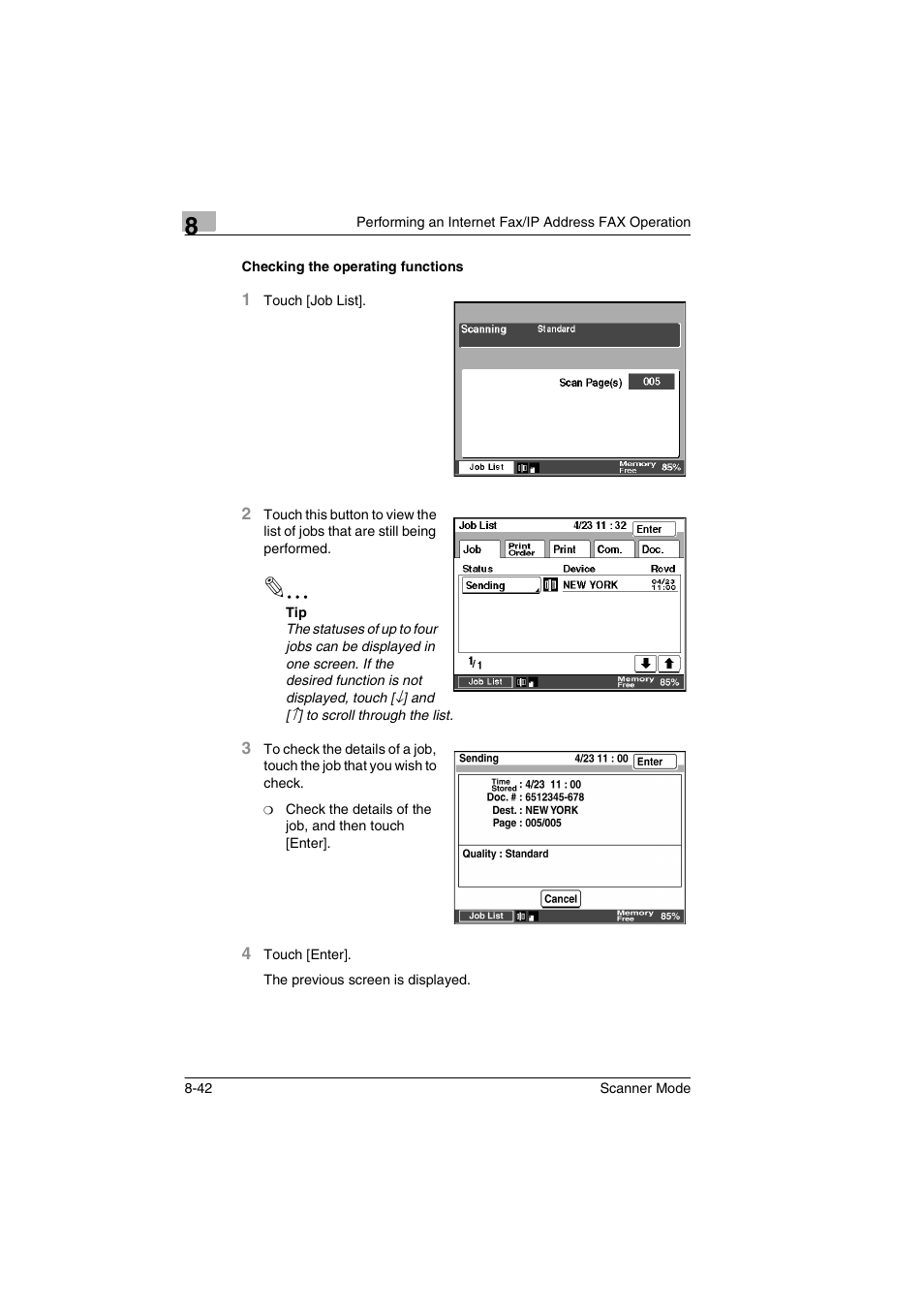 Checking the operating functions, Checking the operating functions -42 | Minolta Scanner Mode User Manual | Page 169 / 314