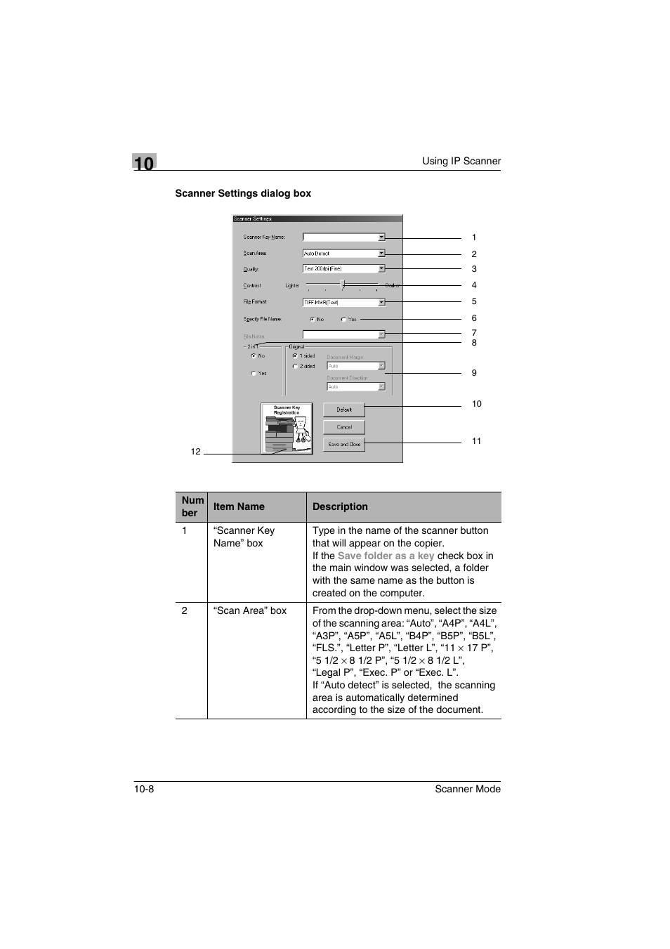 Scanner settings dialog box, Scanner settings dialog box -8 | Minolta Scanner Mode User Manual | Page 193 / 314