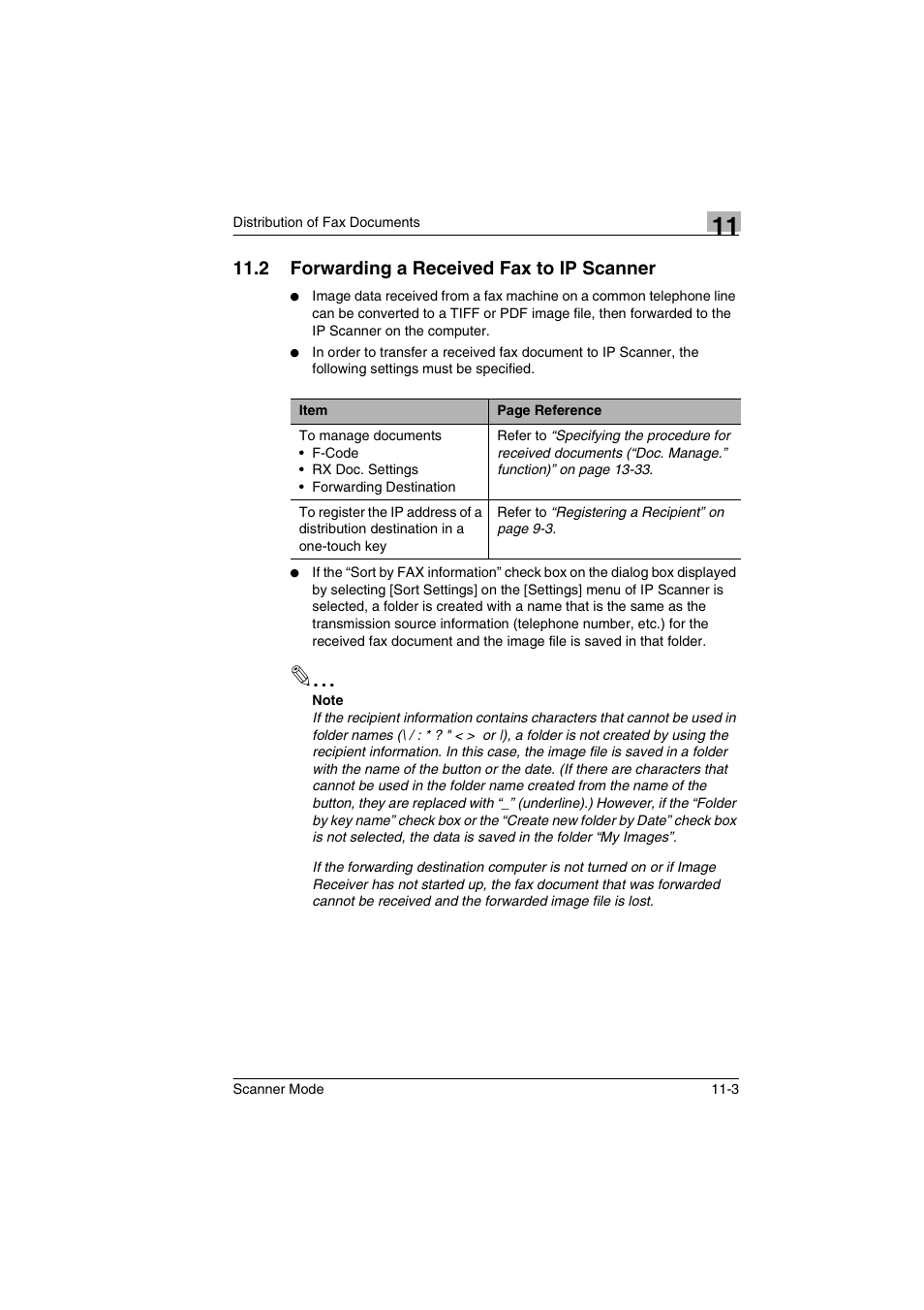 2 forwarding a received fax to ip scanner, Forwarding a received fax to ip scanner -3 | Minolta Scanner Mode User Manual | Page 214 / 314