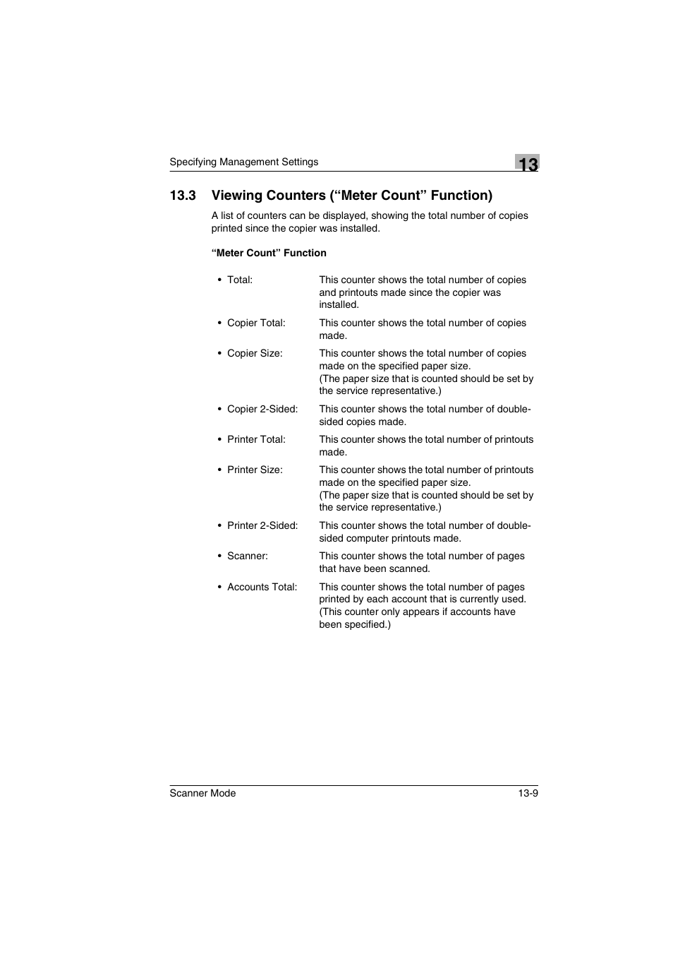 3 viewing counters (“meter count” function), Meter count” function, Viewing counters (“meter count” function) -9 | Meter count” function -9 | Minolta Scanner Mode User Manual | Page 228 / 314