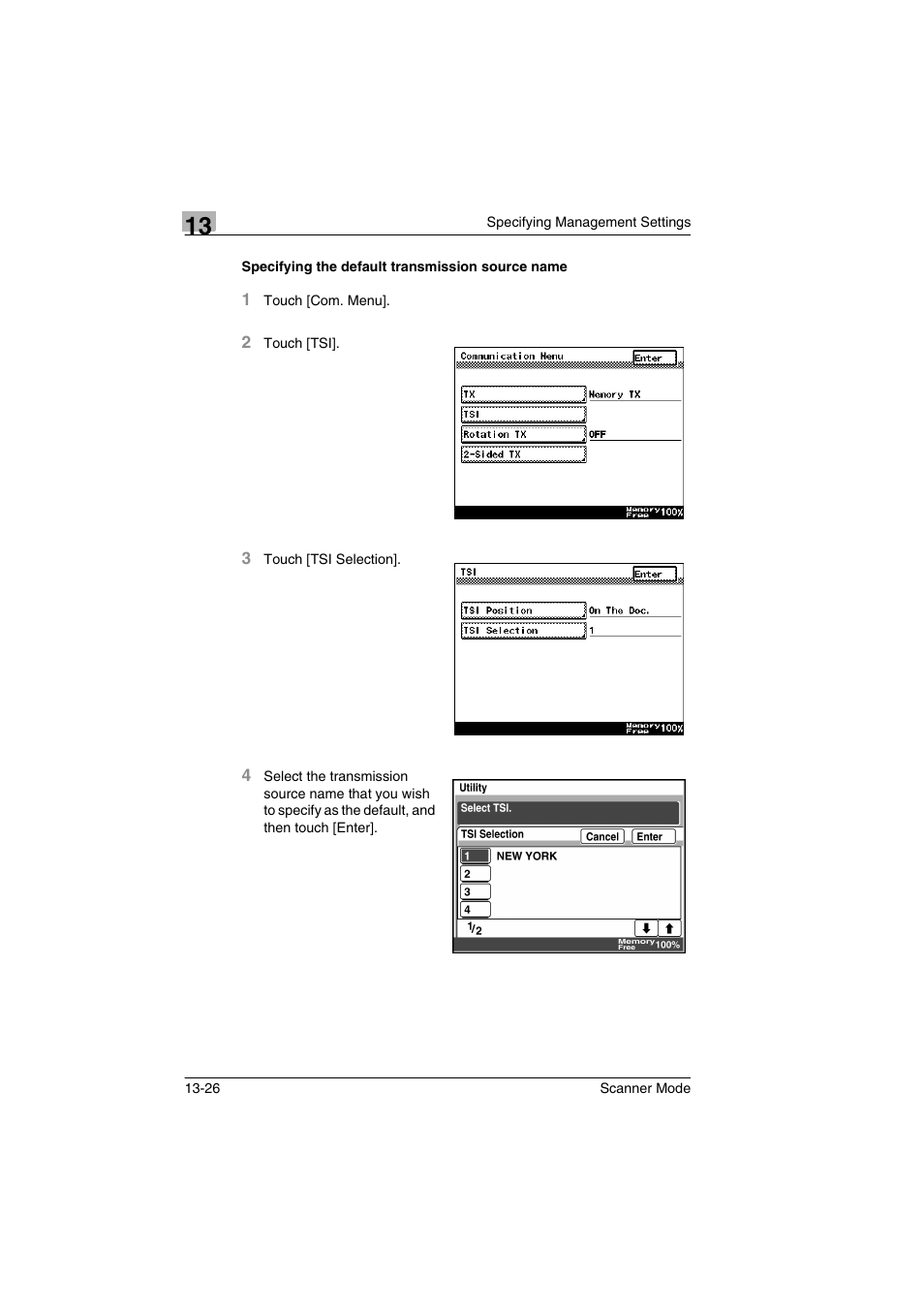 Specifying the default transmission source name | Minolta Scanner Mode User Manual | Page 245 / 314