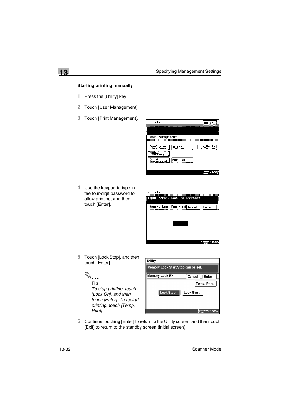 Starting printing manually, Starting printing manually -32 | Minolta Scanner Mode User Manual | Page 251 / 314