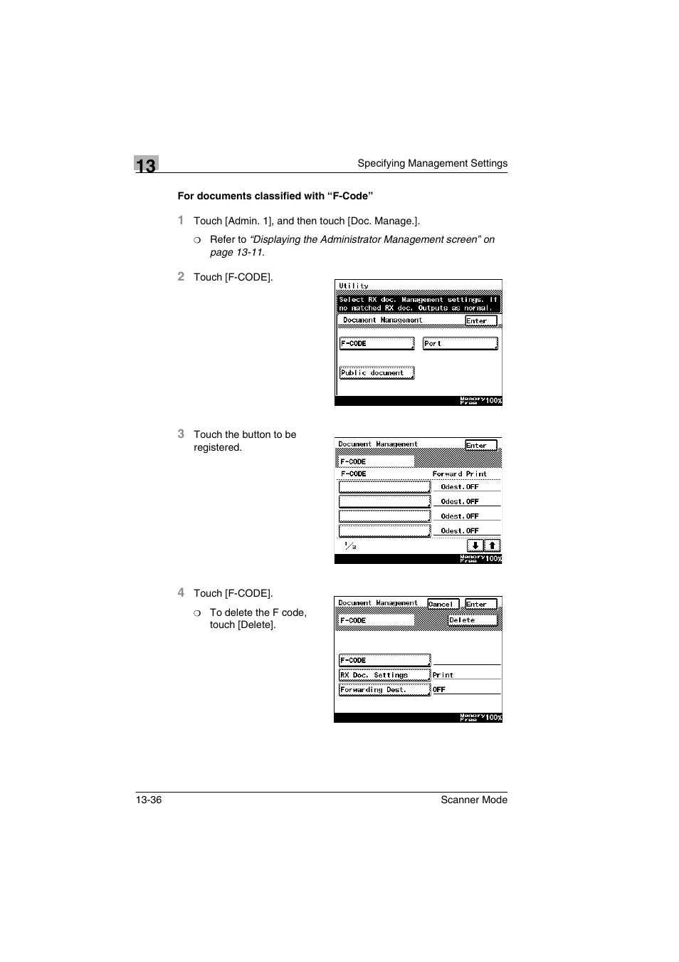 For documents classified with “f-code, For documents classified with “f-code” -36 | Minolta Scanner Mode User Manual | Page 255 / 314