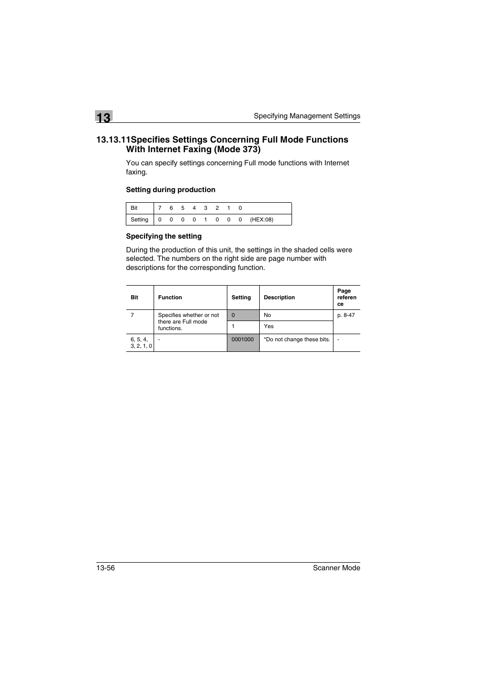 Setting during production, Specifying the setting | Minolta Scanner Mode User Manual | Page 275 / 314