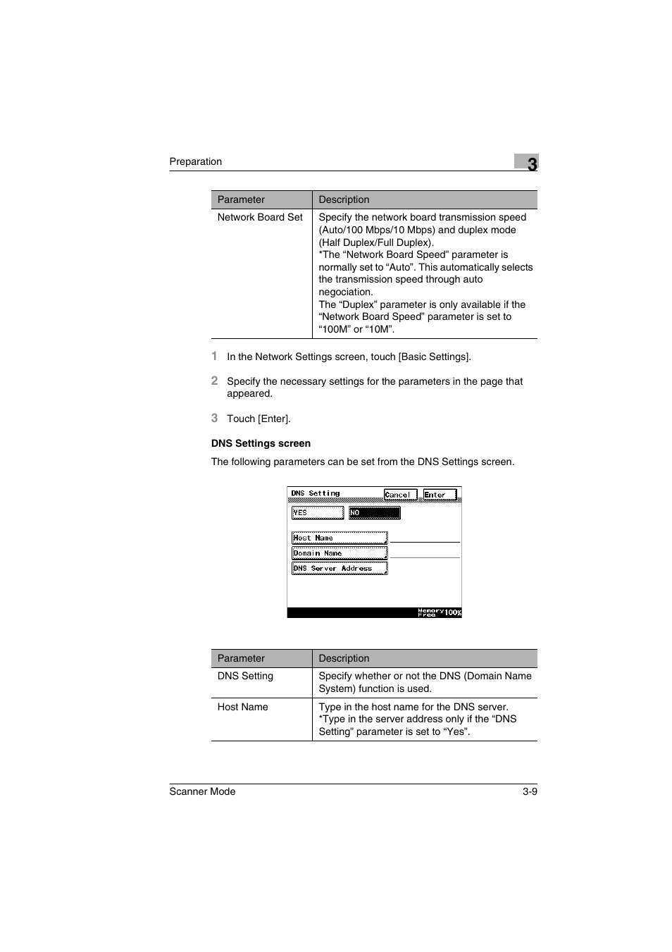 Dns settings screen, Dns settings screen -9 | Minolta Scanner Mode User Manual | Page 42 / 314