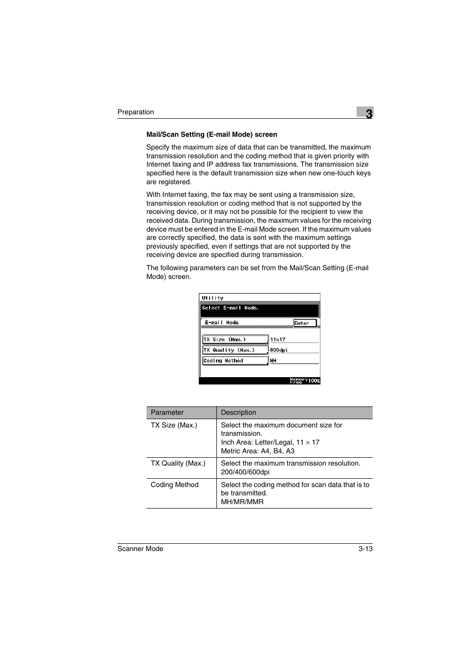 Mail/scan setting (e-mail mode) screen, Mail/scan setting (e-mail mode) screen -13 | Minolta Scanner Mode User Manual | Page 46 / 314