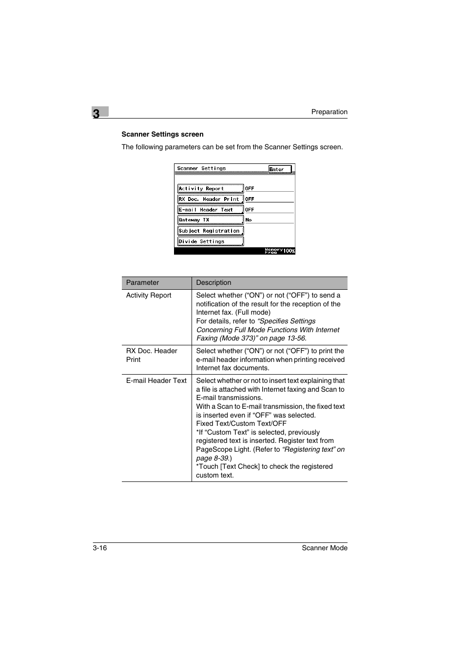 Scanner settings screen, Scanner settings screen -16 | Minolta Scanner Mode User Manual | Page 49 / 314