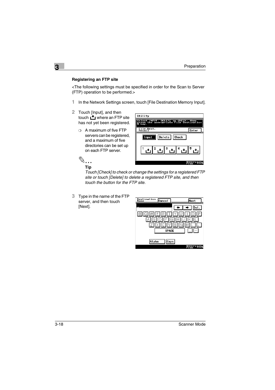 Registering an ftp site, Registering an ftp site -18 | Minolta Scanner Mode User Manual | Page 51 / 314