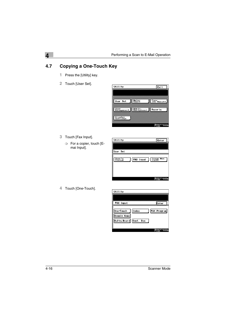 7 copying a one-touch key, Copying a one-touch key -16 | Minolta Scanner Mode User Manual | Page 85 / 314