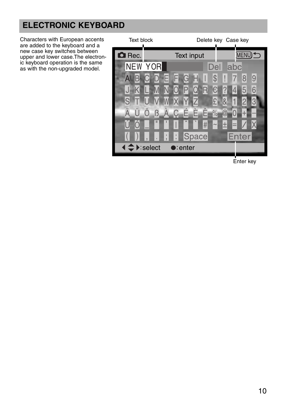 Electronic keyboard | Minolta dimage7 User Manual | Page 10 / 16