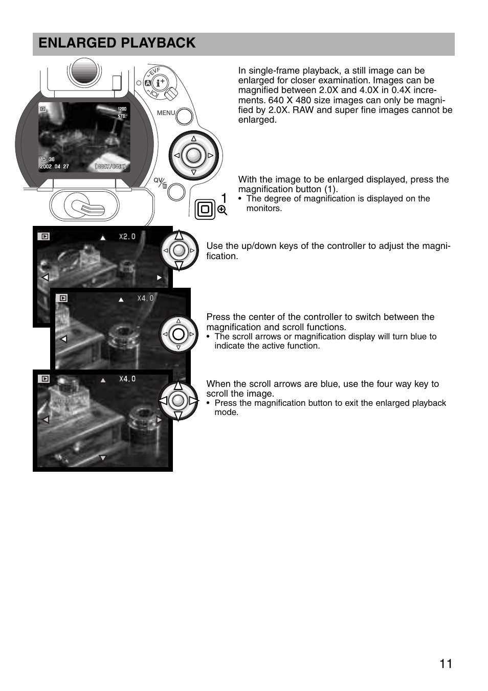 Enlarged playback | Minolta dimage7 User Manual | Page 11 / 16