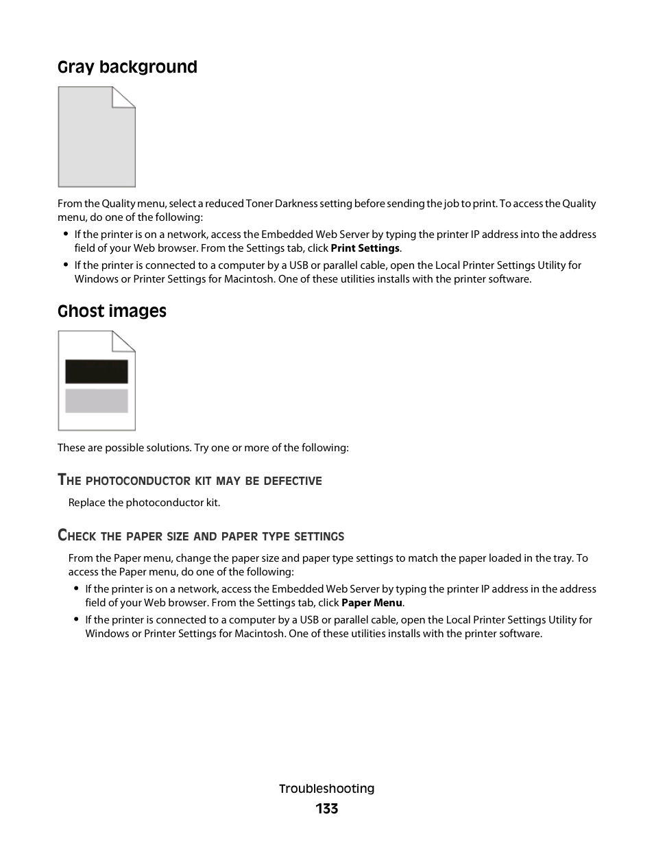 Gray background, Ghost images, Gray background ghost images | Minolta E260 User Manual | Page 133 / 156