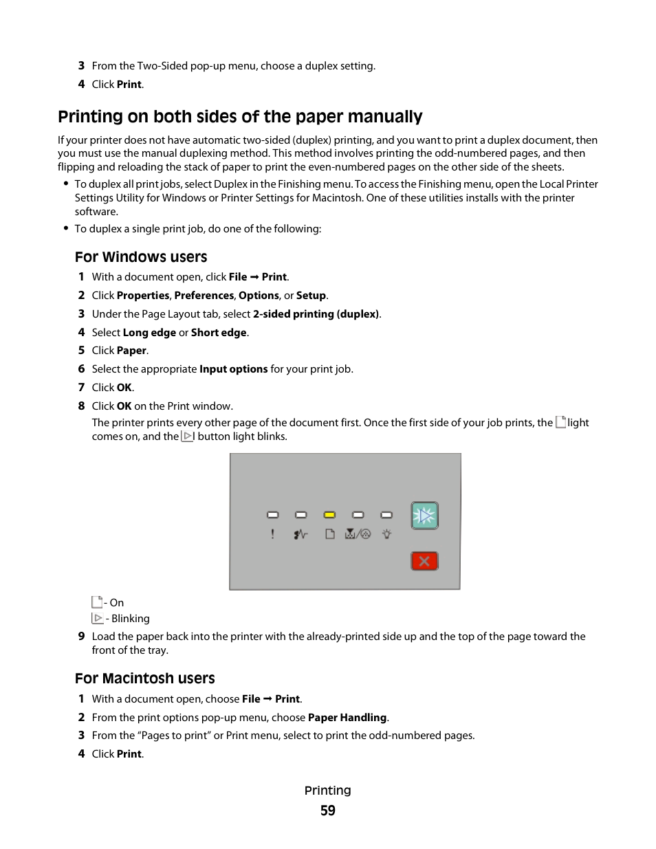 Printing on both sides of the paper manually | Minolta E260 User Manual | Page 59 / 156